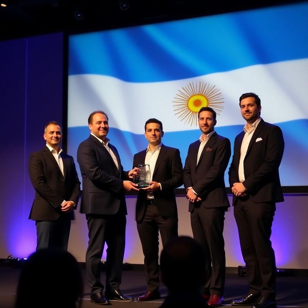 Equipo recibiendo premio de innovación