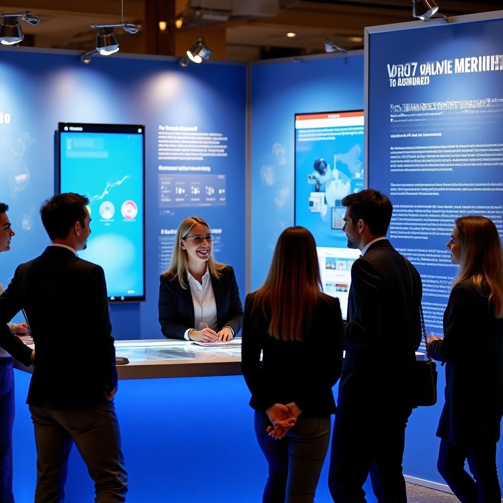 Feria tecnológica con stand informativo